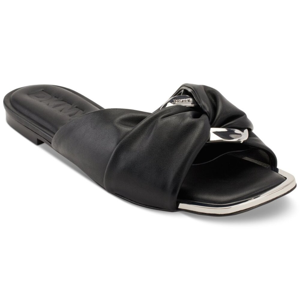 DKNY Women's Shoes Flat Sandal,Black/Nickel,7.5